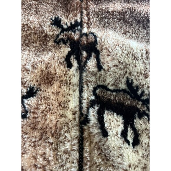 Awesome 90s Mazmania Fleece XS Moose Crossing Brown White(Fits a bit Larger) - Picture 4 of 14